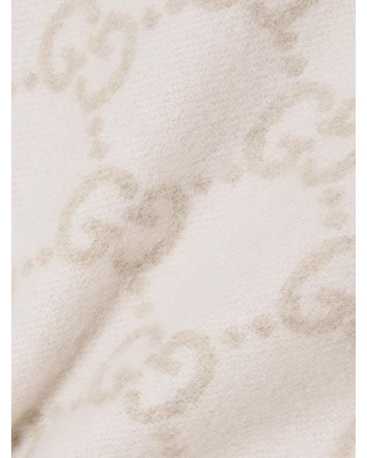 Écharpe En Cachemire Jacquard À Franges Gucci en coloris Natural