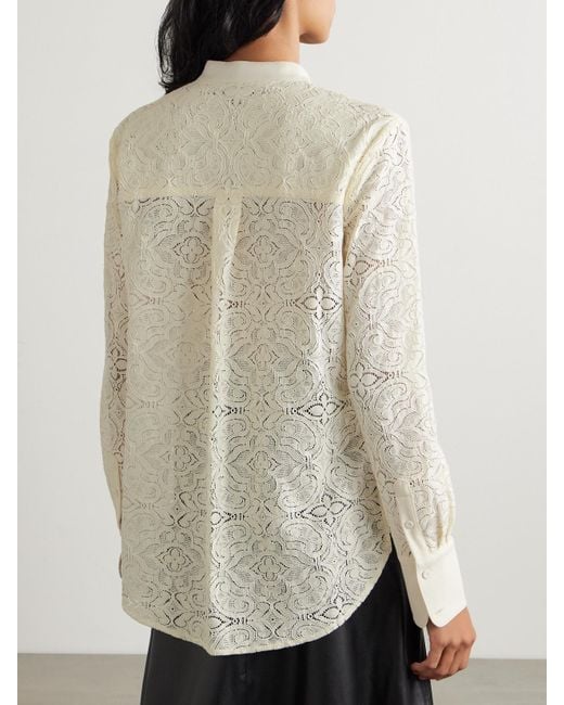Veronica Beard Natural Naya Crepe-Trimmed Corded Lace Silk-Blend Shirt