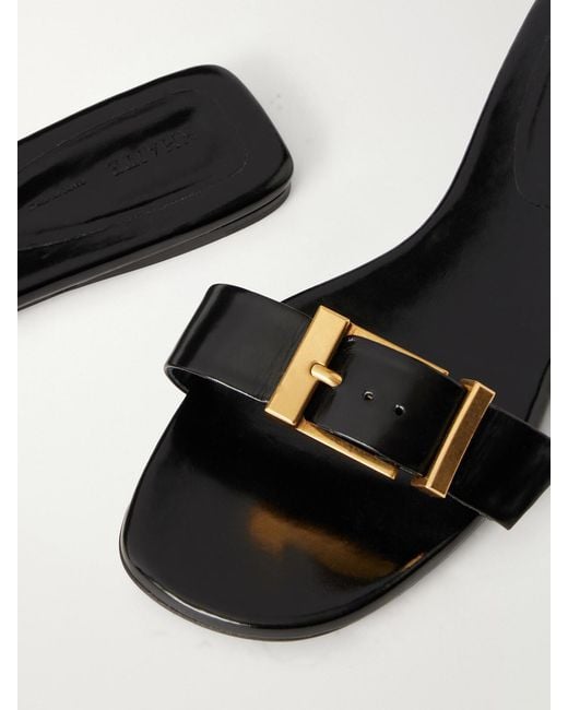 Khaite White Manhattan Buckled Leather Sandals