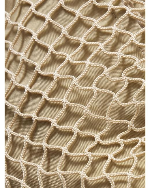 Lemaire Metallic Croissant Leather-Trimmed Fishnet Shoulder Bag