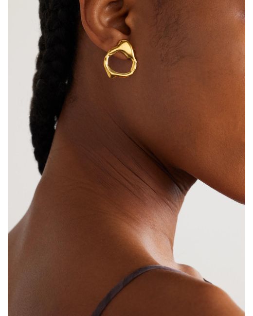 YSSO Metallic Droplet Mist-Plated Hoop Earrings