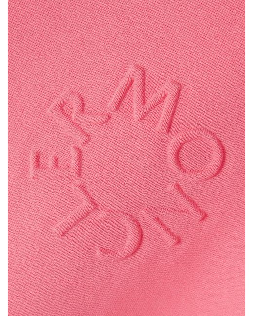 Moncler Pink Debossed Cotton-Jersey Sweatshirt
