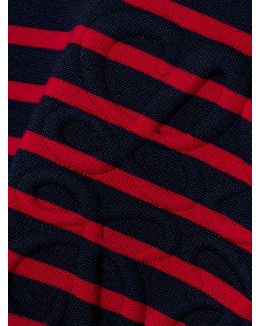 Loewe Red Cropped Oversized Striped Jacquard-Knit Wool-Blend Sweater