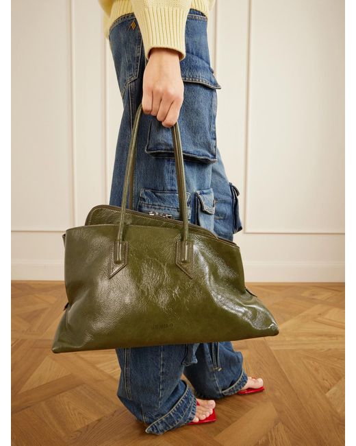 The Attico Green La Passegiata Medium Asymmetric Shoulder Bag