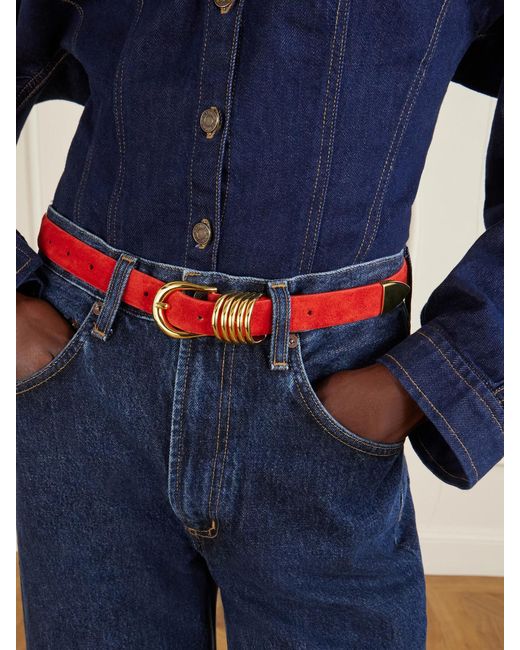 DEHANCHE Red Hollyhock Suede Belt