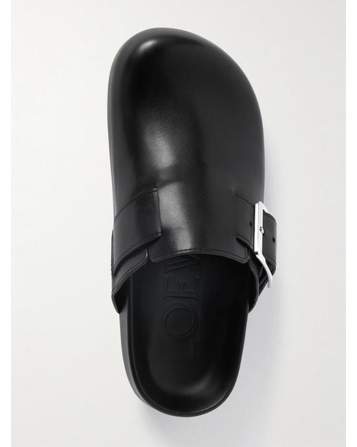 Loewe Black Ease Buckled Leather Mules