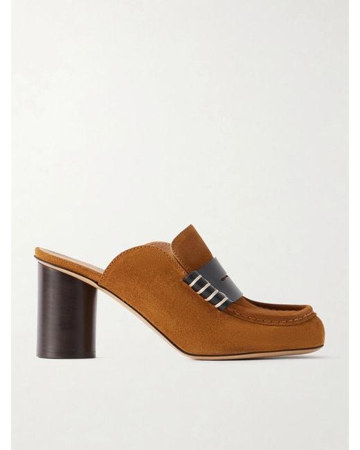 J.W. Anderson Brown Leather-Trimmed Suede Mules