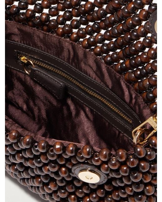 Staud Black Timmy Leather-Trimmed Beaded Mesh Shoulder Bag