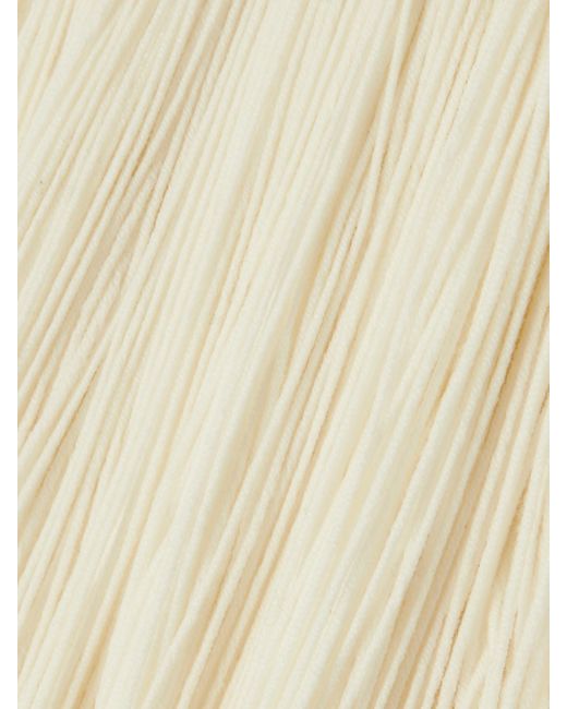 Alaïa Natural Fringed Wool-Blend Turtleneck Top