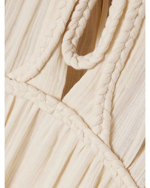Isabel Marant Natural Joya Braided Gathered Cotton-Gauze Maxi Dress