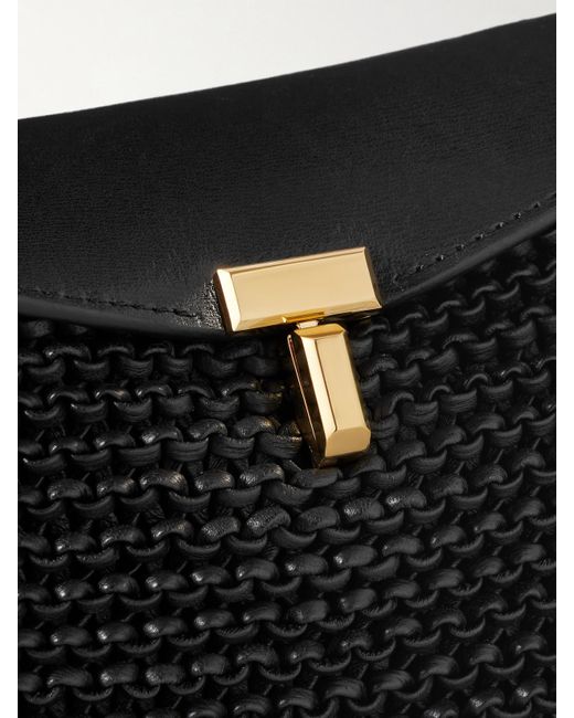 Totême  Black T-Lock Clutch Aus Geflochtenem Leder