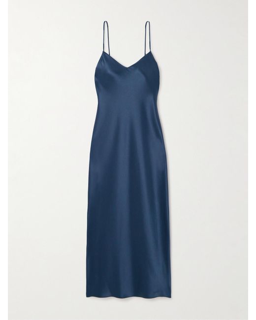 Polo Ralph Lauren Blue Satin Midi Dress