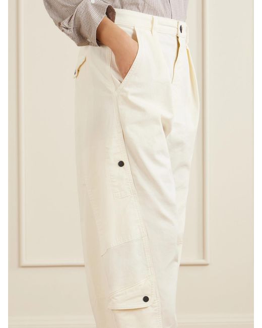 Citizens of Humanity White Flight Pleated Organic Cotton-Blend Twill Barrel-Leg Pants