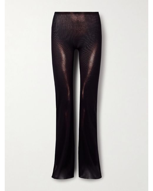 Jean Paul Gaultier Blue Body Dust Trompe L'Oeil Printed Mesh Straight-Leg Pants