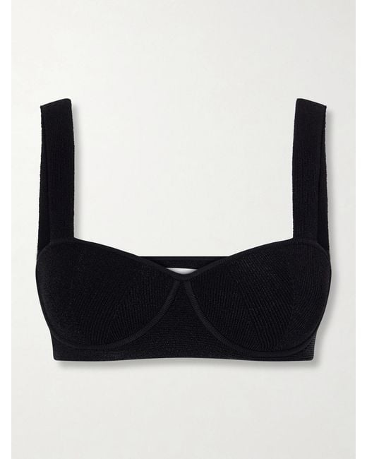 Galvan Black Nyx Ribbed Cropped Top