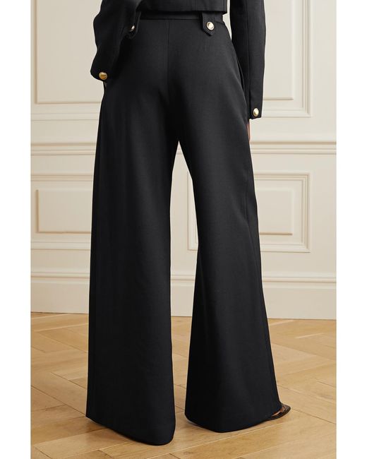 Rosetta Getty Black Wool-Blend Twill Wide-Leg Pants