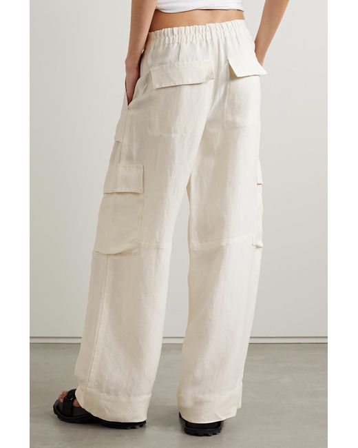 Vince Linen-blend Wide-leg Cargo Pants in White