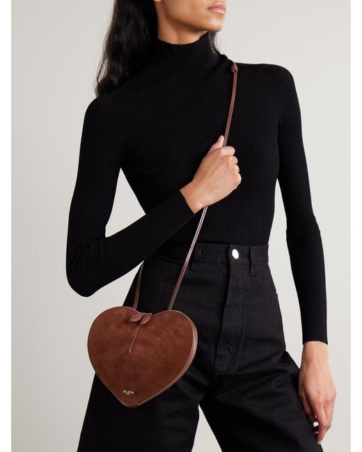 Alaïa White Le Coeur Suede And Leather Shoulder Bag