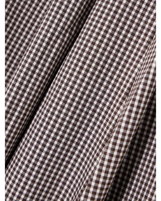 Staud Gray Wells Pleated Gingham Poplin Midi Dress