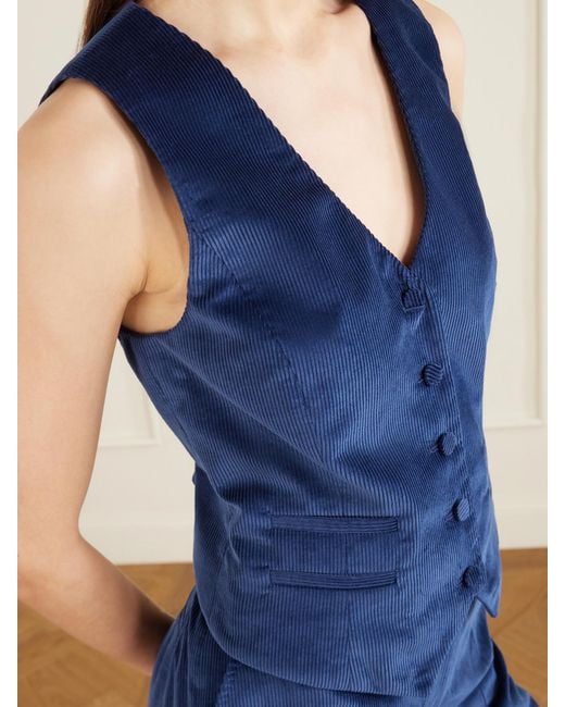Gabriela Hearst Blue Coleridge Cotton-Corduroy Vest