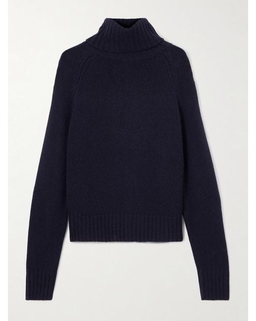 Allude Blue Wool And Cashmere-Blend Turtleneck Sweater