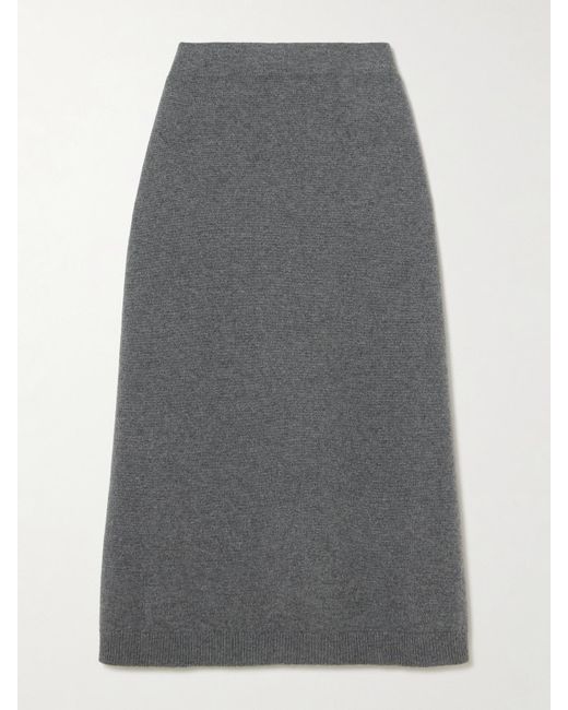 Jupe Midi En Cachemire Brunello Cucinelli en coloris Gray