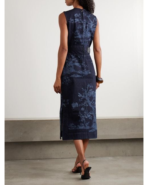 Erdem Blue Midikleid Aus Bedrucktem Denim