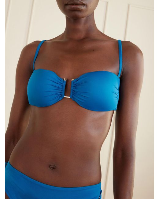 Max Mara Blue Beachwear Amelia Bandeau Bikini Top