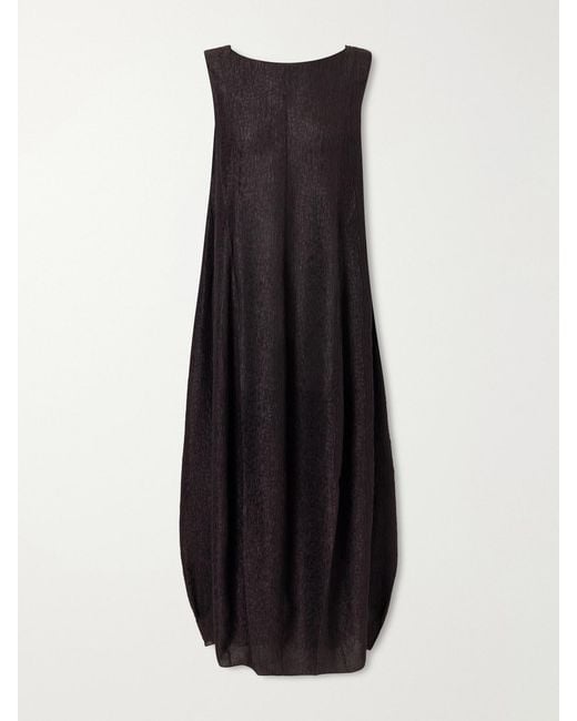 Cortana Black Anhelo Crinkled Silk-Chiffon Maxi Dress