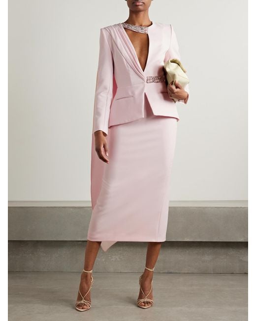 Sabina Bilenko Pink Sabina Embellished Draped Crepe Jacket