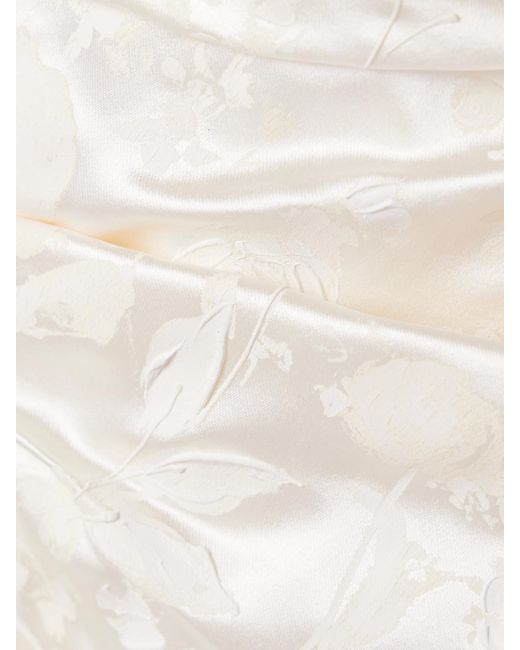 Danielle Frankel Natural Demi Strapless Draped Painted Silk And Wool-Blend Satin Bustier Top