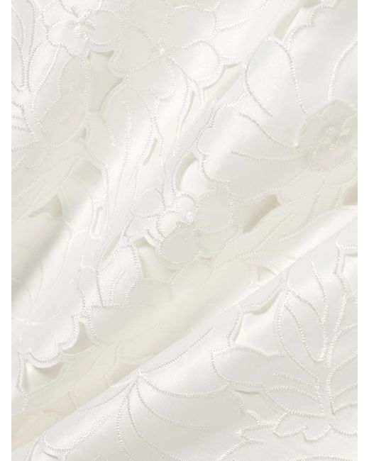 Costarellos White Astelle Strapless Guipure Lace Midi Dress