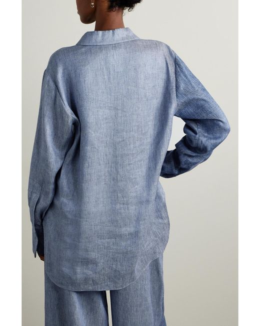 Partow Blue Juliette Two-Tone Chambray Shirt