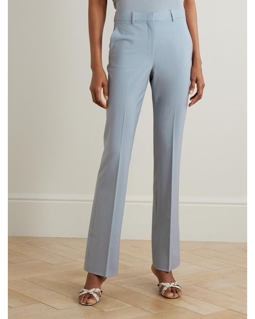 Theory Blue Wool-Blend Straight-Leg Pants