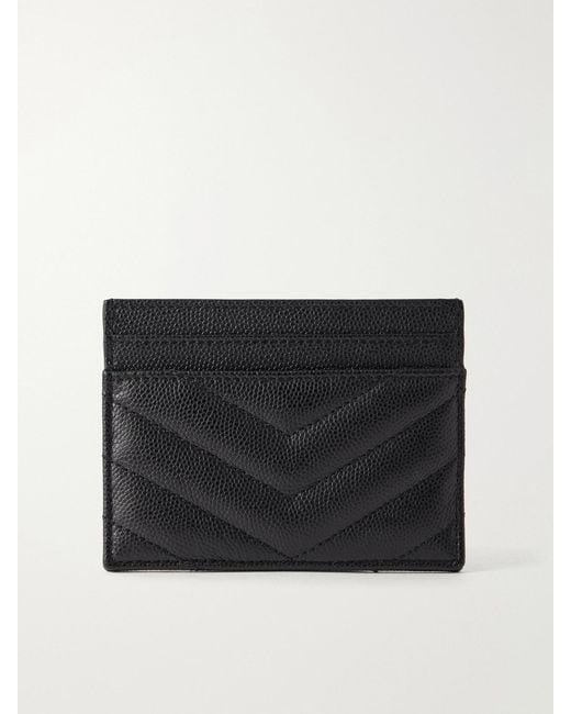 Saint Laurent Black Cassandre Matelassé Textured-Leather Cardholder
