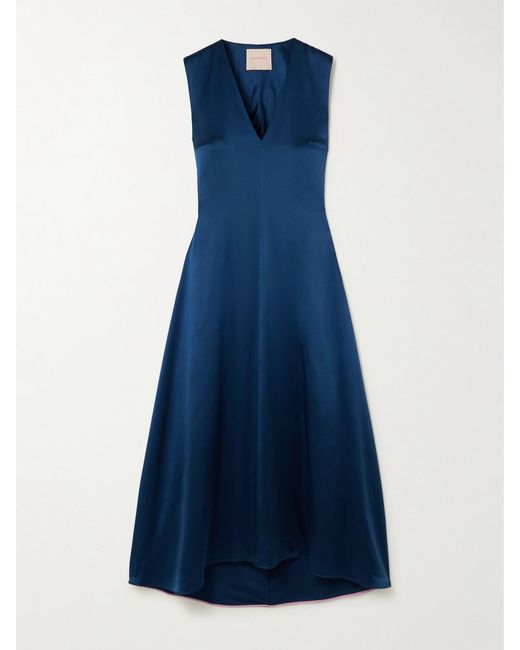 Roksanda Blue Nuria Twisted Silk-Satin Midi Dress