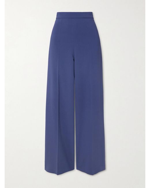 Joseph Blue Alane Pleated Cady Wide-Leg Pants