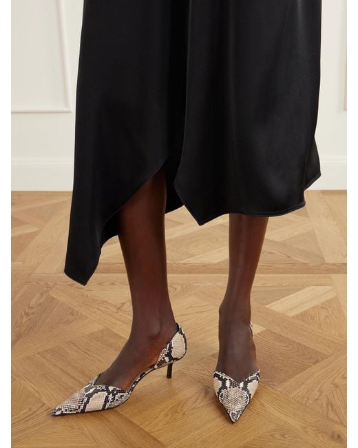 Victoria Beckham Natural Angle D'Orsay 55 Snake-Effect Leather Pumps