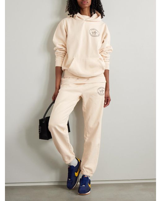 Sporty & Rich Natural Riding Club Printed Cotton-Jersey Tapered Sweatpants