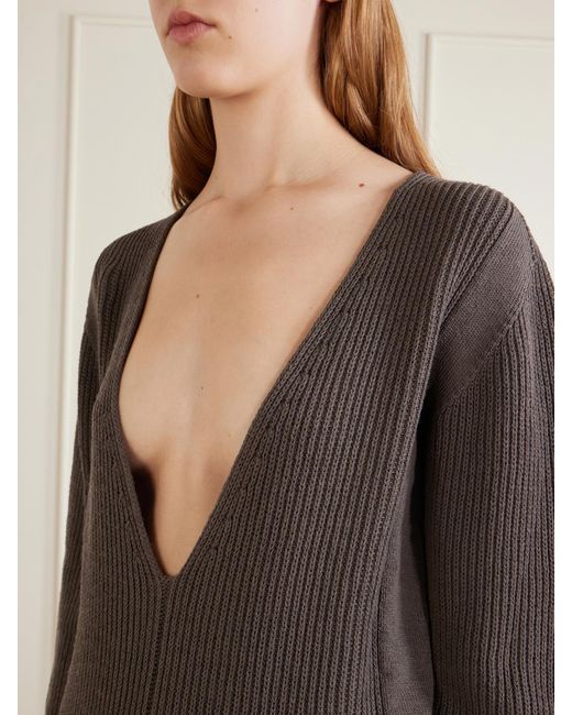 Rick Owens Gray Cable-Knit Wool Sweater