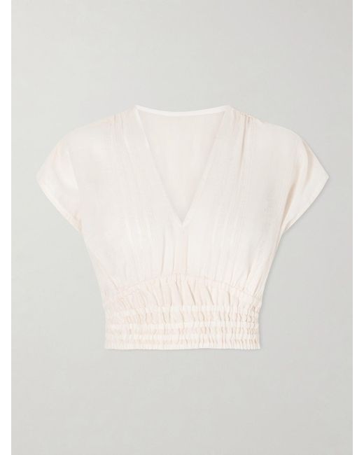 Lemlem White Alia Striped Cropped Cotton Top