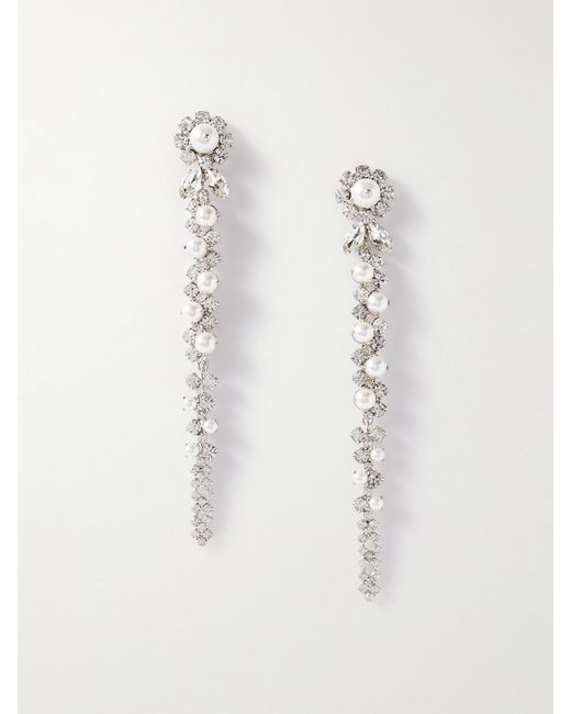 Simone Rocha White Drip-Tone Crystal And Pearl-Like Earrings