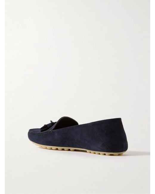 Mocassins Convertibles En Daim À Glands Loro Piana en coloris Blue
