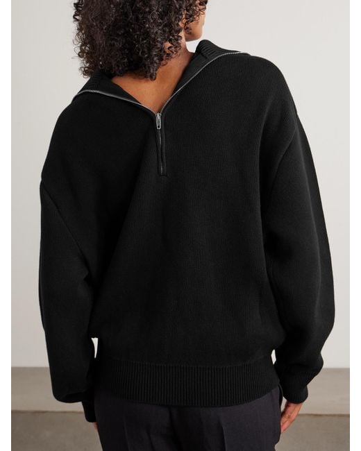 Balenciaga Black Cotton Half-Zip Sweater