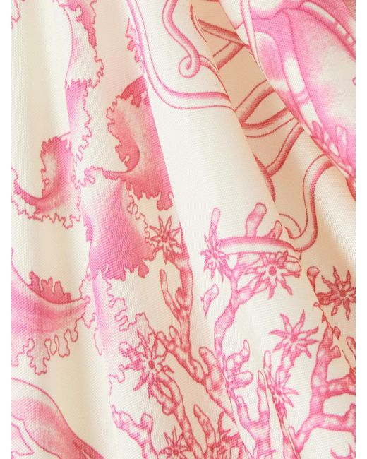 Versace Pink Minikleid Aus Bedrucktem Seidensatin Mit Verzierungen