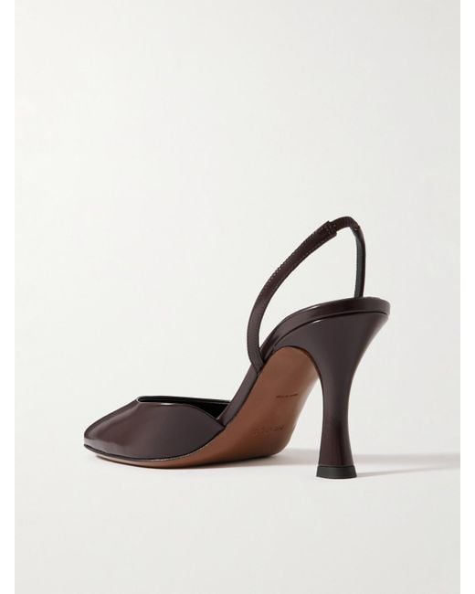 Neous White Baten Glossed-Leather Slingback Pumps