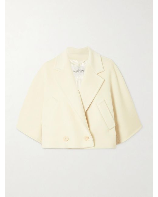 Max Mara Natural Galea Verkürzte, Doppelreihige Jacke Aus Einer Woll-Kaschmirmischung