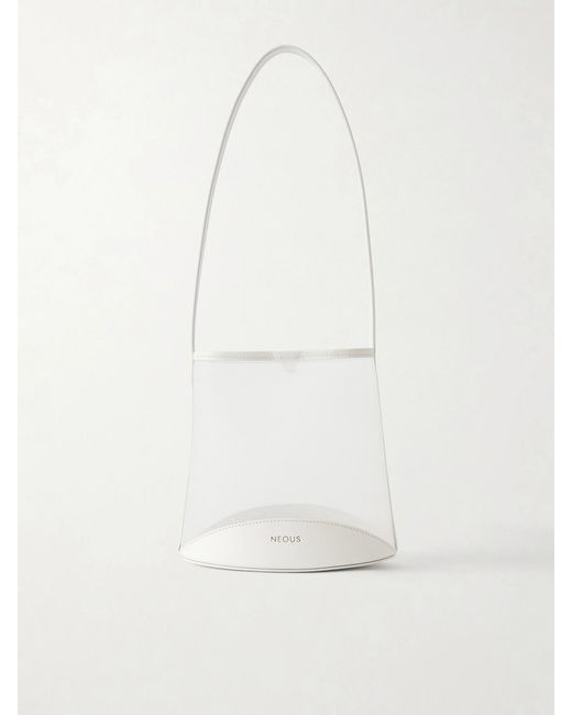 Neous White Pardalis Leather-Trimmed Mesh Bucket Shoulder Bag