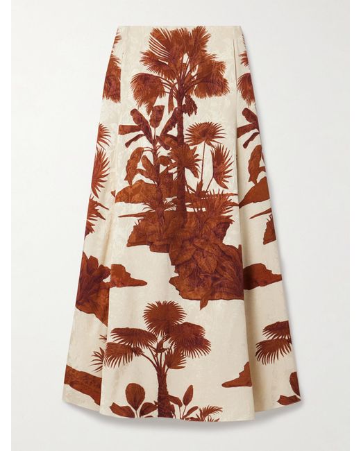 Johanna Ortiz Multicolor Encanto De Isla Printed Satin-Jacquard Maxi Skirt