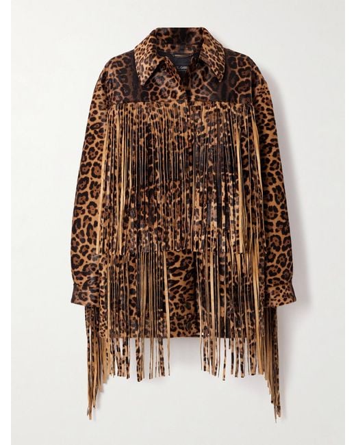 Dolce & Gabbana Brown Fringed Leopard-Print Calf Hair Jacket